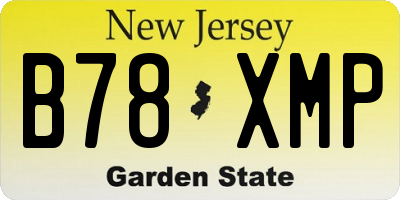 NJ license plate B78XMP