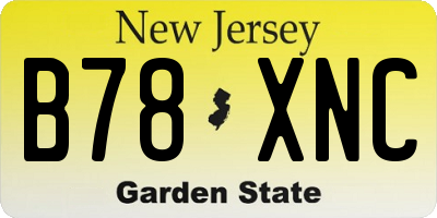 NJ license plate B78XNC