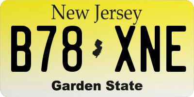 NJ license plate B78XNE