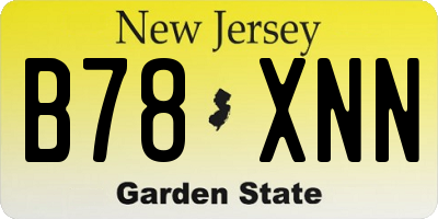 NJ license plate B78XNN