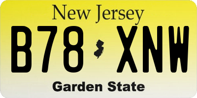 NJ license plate B78XNW