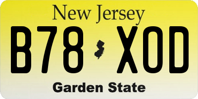 NJ license plate B78XOD