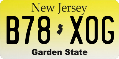 NJ license plate B78XOG