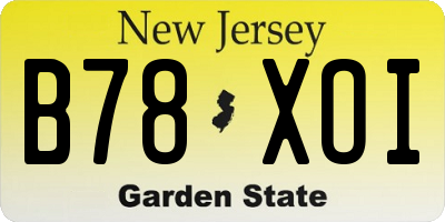NJ license plate B78XOI