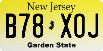 NJ license plate B78XOJ