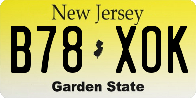 NJ license plate B78XOK