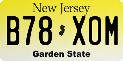 NJ license plate B78XOM