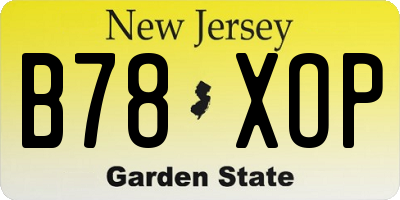 NJ license plate B78XOP