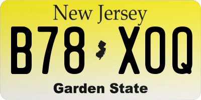 NJ license plate B78XOQ