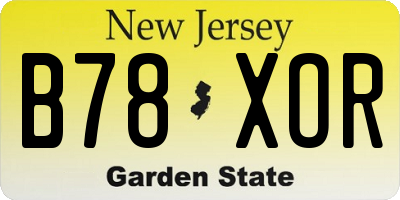 NJ license plate B78XOR