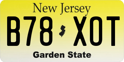 NJ license plate B78XOT