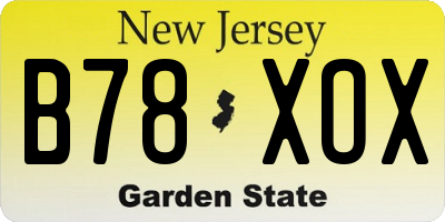 NJ license plate B78XOX