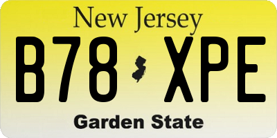 NJ license plate B78XPE