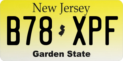 NJ license plate B78XPF