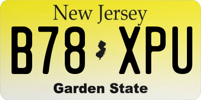NJ license plate B78XPU