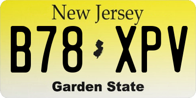 NJ license plate B78XPV