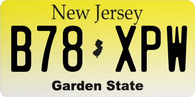 NJ license plate B78XPW