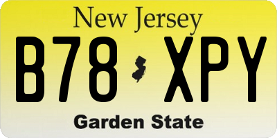 NJ license plate B78XPY