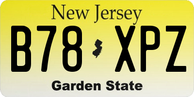NJ license plate B78XPZ