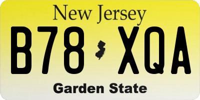 NJ license plate B78XQA