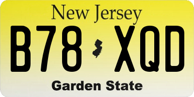 NJ license plate B78XQD