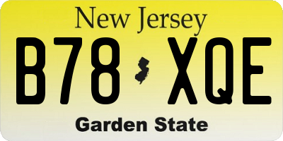 NJ license plate B78XQE