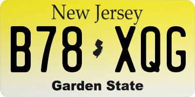 NJ license plate B78XQG