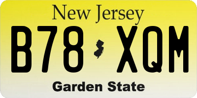 NJ license plate B78XQM