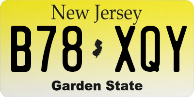 NJ license plate B78XQY