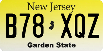 NJ license plate B78XQZ