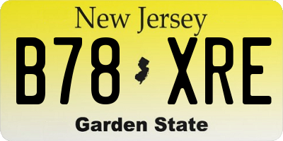 NJ license plate B78XRE