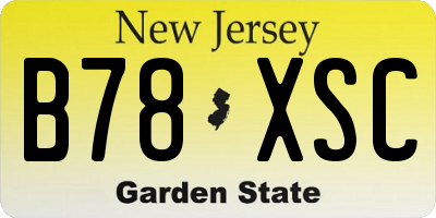NJ license plate B78XSC