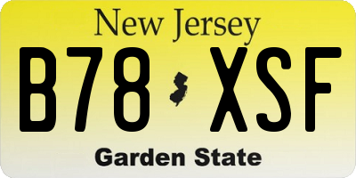 NJ license plate B78XSF