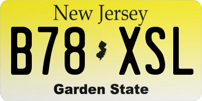 NJ license plate B78XSL