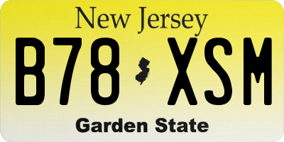 NJ license plate B78XSM