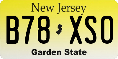 NJ license plate B78XSO