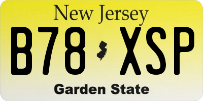 NJ license plate B78XSP