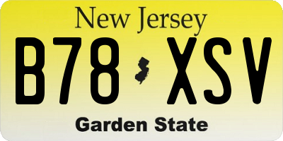 NJ license plate B78XSV