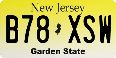 NJ license plate B78XSW