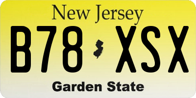 NJ license plate B78XSX
