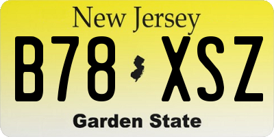 NJ license plate B78XSZ