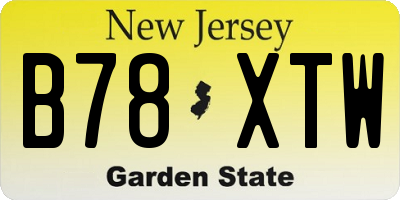NJ license plate B78XTW
