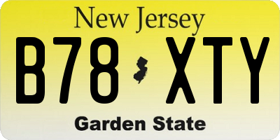 NJ license plate B78XTY