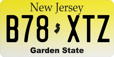 NJ license plate B78XTZ