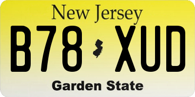 NJ license plate B78XUD