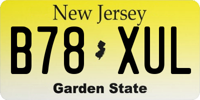 NJ license plate B78XUL