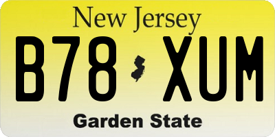 NJ license plate B78XUM