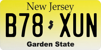 NJ license plate B78XUN