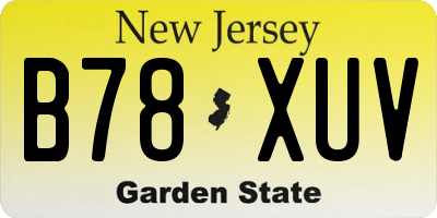 NJ license plate B78XUV