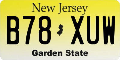 NJ license plate B78XUW